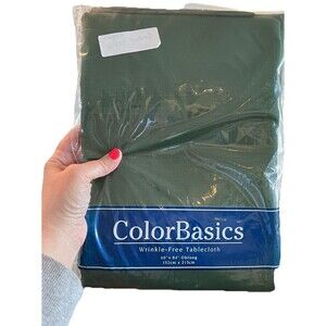 New Bardwil Linens Green Table Cloth Oblong 60x84 Wrinkle Free Color Basics